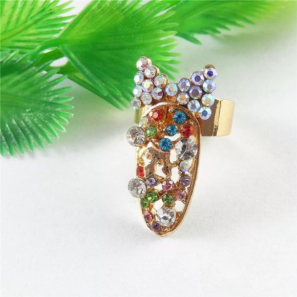 Crystal Colorful Adjustable Nail Ring - Picture 3 of 4